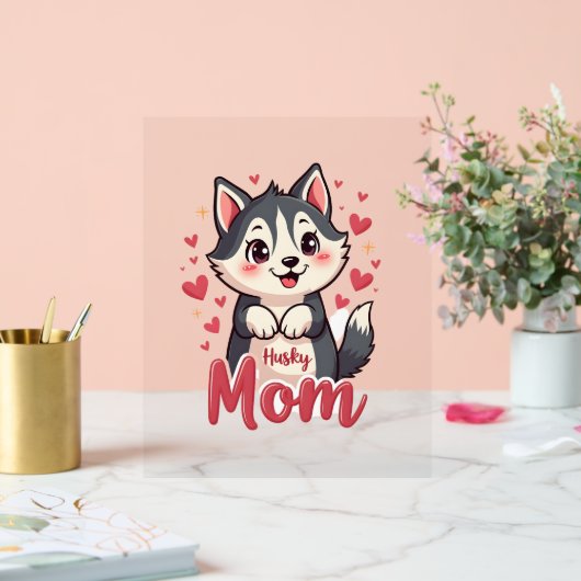 Husky Hond Moeder Leuk Kawaii Ontwerp Acryl Bord (Huwelijk)
