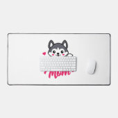 Husky Hond Moeder Leuk Kawaii Ontwerp Bureaumat (Keyboard & Muis)