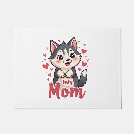 Husky Hond Moeder Leuk Kawaii Ontwerp Deurmat (Voorkant)