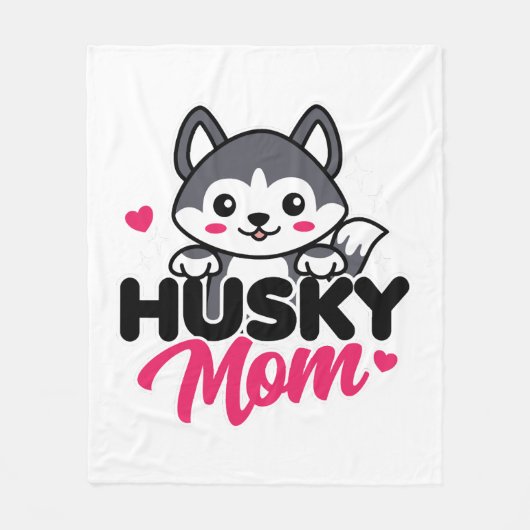 Husky Hond Moeder Leuk Kawaii Ontwerp Fleece Deken (Voorkant)