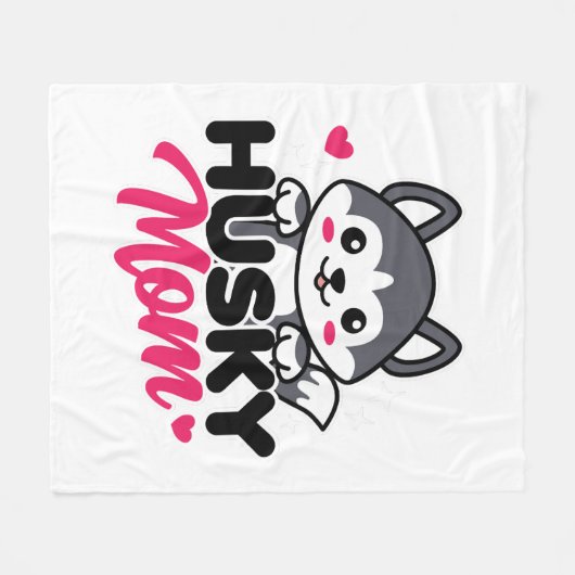 Husky Hond Moeder Leuk Kawaii Ontwerp Fleece Deken (Voorkant (Horizontaal))