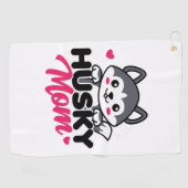 Husky Hond Moeder Leuk Kawaii Ontwerp Golfhanddoek (Horizontaal)
