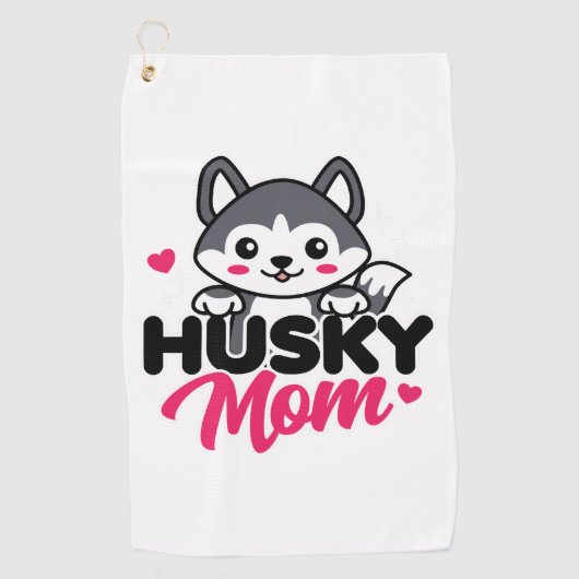 Husky Hond Moeder Leuk Kawaii Ontwerp Golfhanddoek (Voorkant)