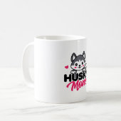 Husky Hond Moeder Leuk Kawaii Ontwerp Koffiemok (Voorkant links)