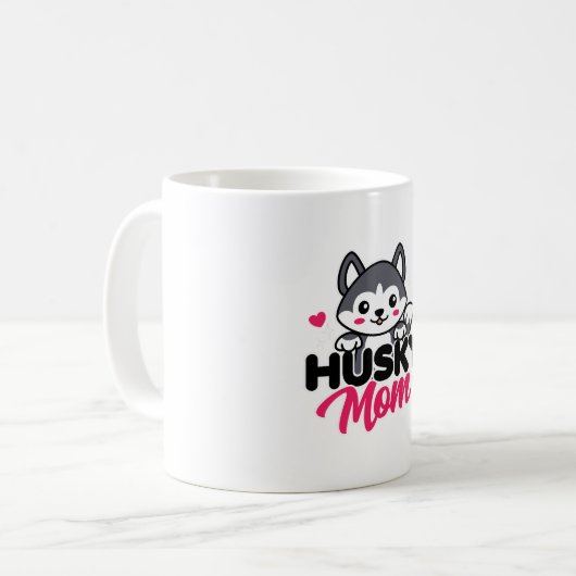 Husky Hond Moeder Leuk Kawaii Ontwerp Koffiemok (Voorkant links)