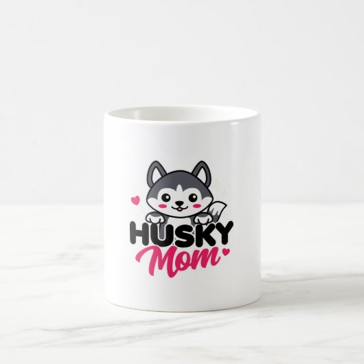 Husky Hond Moeder Leuk Kawaii Ontwerp Koffiemok (Center)