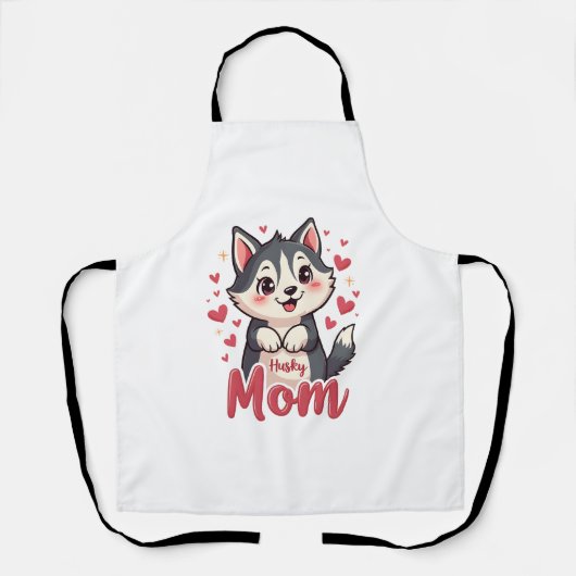 Husky Hond Moeder Leuk Kawaii Ontwerp Schort (Voorkant)