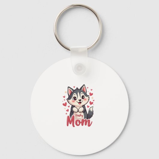 Husky Hond Moeder Leuk Kawaii Ontwerp Sleutelhanger (Voorkant)