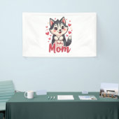 Husky Hond Moeder Leuk Kawaii Ontwerp Spandoek (Beurs)