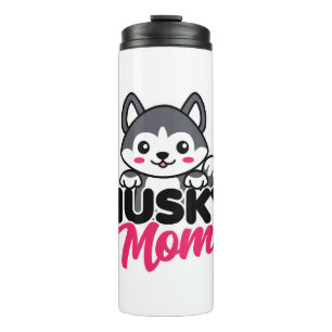 Husky Hond Moeder Leuk Kawaii Ontwerp Thermosbeker