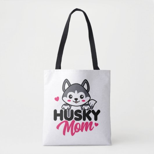 Husky Hond Moeder Leuk Kawaii Ontwerp Tote Bag (Voorkant)