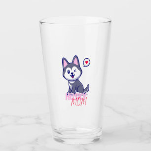 Husky Hond Moeder Leuke Kawaii Puppy Glas