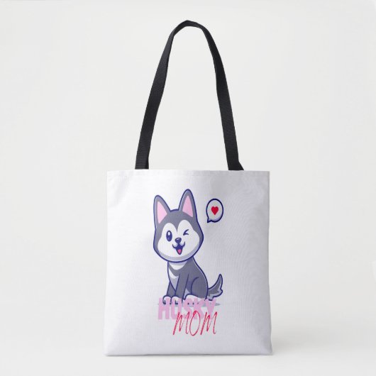 Husky Hond Moeder Leuke Kawaii Puppy Tote Bag (Voorkant)