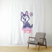 Husky Hond Moeder Leuke Kawaii Puppy Wandkleed (In situ)