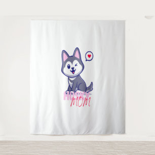 Husky Hond Moeder Leuke Kawaii Puppy Wandkleed