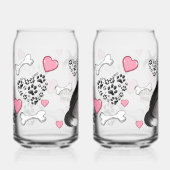Husky-hond Moeder met Botten & Harten Blikvorm Glas (Voorkant)