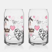 Husky-hond Moeder met Botten & Harten Blikvorm Glas (Achterkant)