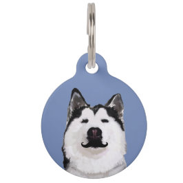 Husky hond Mustache Pet Tag Huisdierpenning