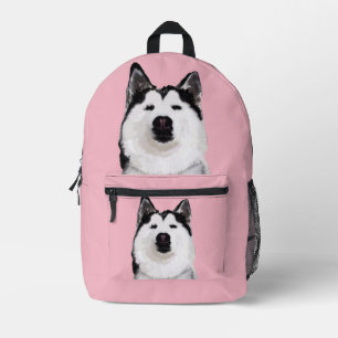 Husky Hond Portret Ronde Gum Bedrukte Rugzak
