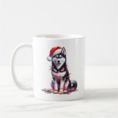 Husky Hond Puppy Kerstmis Koffiemok (Links)