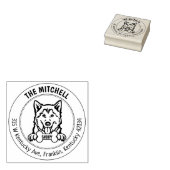 Husky hond retour adres familie rubberstempel (Gestempeld)