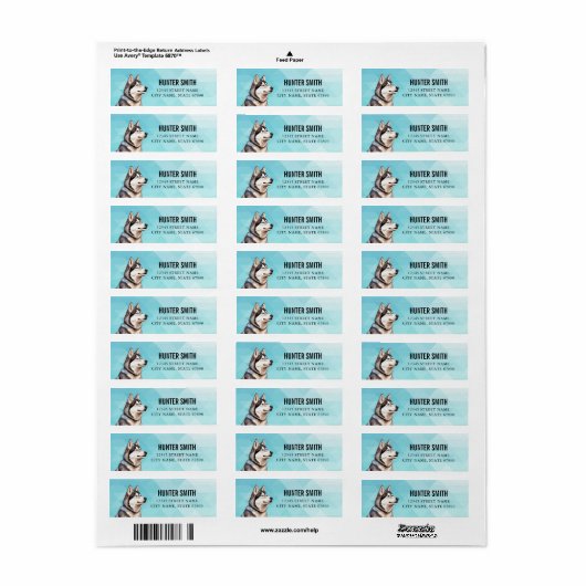 Husky Hond Retouradres Labels (Full Sheet)