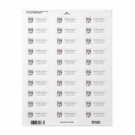 Husky Hond Retouradres Labels (Full Sheet)