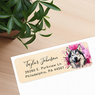 Husky-hond retouradreslabel etiket