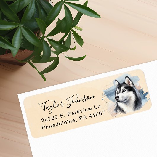 Husky-hond retouradreslabel etiket