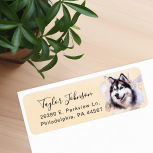 Husky-hond retouradreslabel etiket