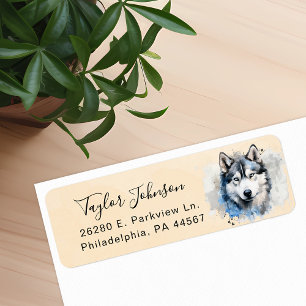 Husky-hond retouradreslabel etiket