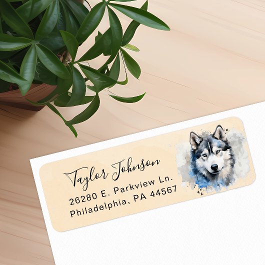 Husky-hond retouradreslabel etiket