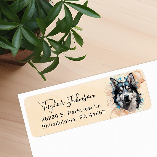 Husky-hond retouradreslabel etiket