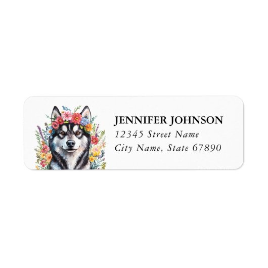 Husky-hond retouradreslabels etiket (Voorkant)