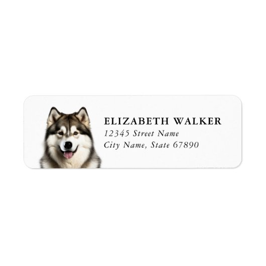 Husky-hond retouradreslabels etiket (Voorkant)