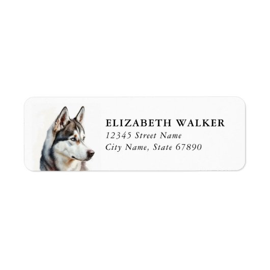 Husky-hond retouradreslabels etiket (Voorkant)