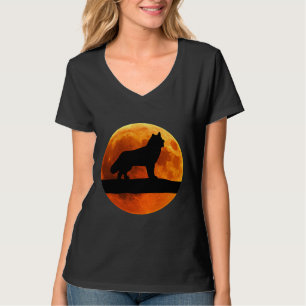 Husky Hond Silhouet Maan Siberische Husky T-shirt