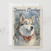 Husky-hond vintage kerstkaart (Voorkant)