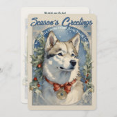 Husky-hond vintage kerstkaart (Voorkant / Achterkant)