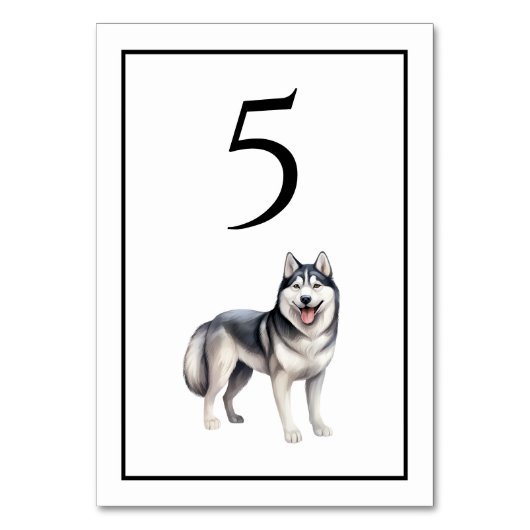 Husky-hond-watercolor tafelnummer (Voorkant)