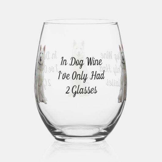 Husky hond wijn glas of rotsen glas (Achterkant)