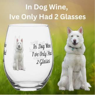 Husky hond wijn glas of rotsen glas