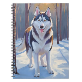 Husky | Hond Winter Watercolor Huisdier Schilderij Notitieboek