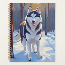 Husky | Hond Winter Waterverf Huisdier Schilderij Planner
