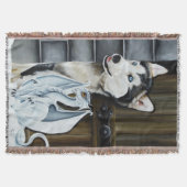Husky Hond Witte Draak Avontuur Deken (Voorkant)