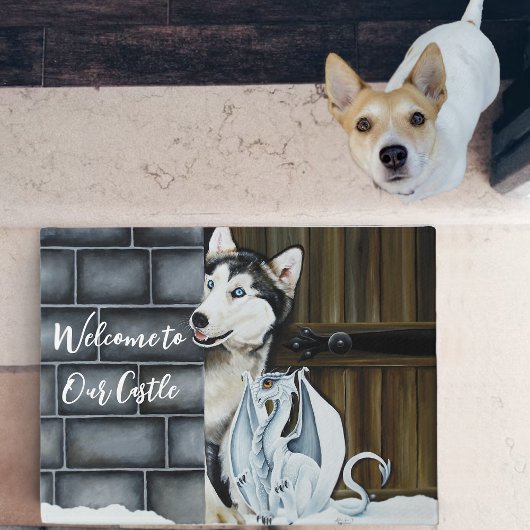 Husky Hond Witte Draak Avontuur Deurmat