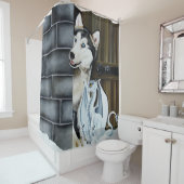 Husky Hond Witte Draak Avontuur Douchegordijn (In situ)