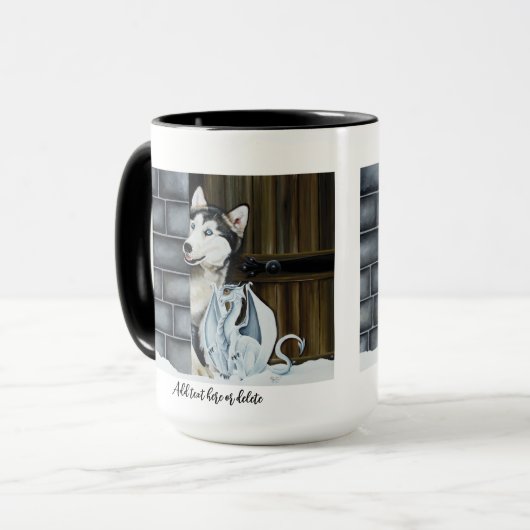 Husky Hond Witte Draak Avontuur Mok (Voorkant links)