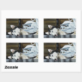 Husky Hond Witte Draak Avontuur Rechthoekige Sticker (Vel)