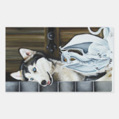 Husky Hond Witte Draak Avontuur Rechthoekige Sticker (Voorkant)